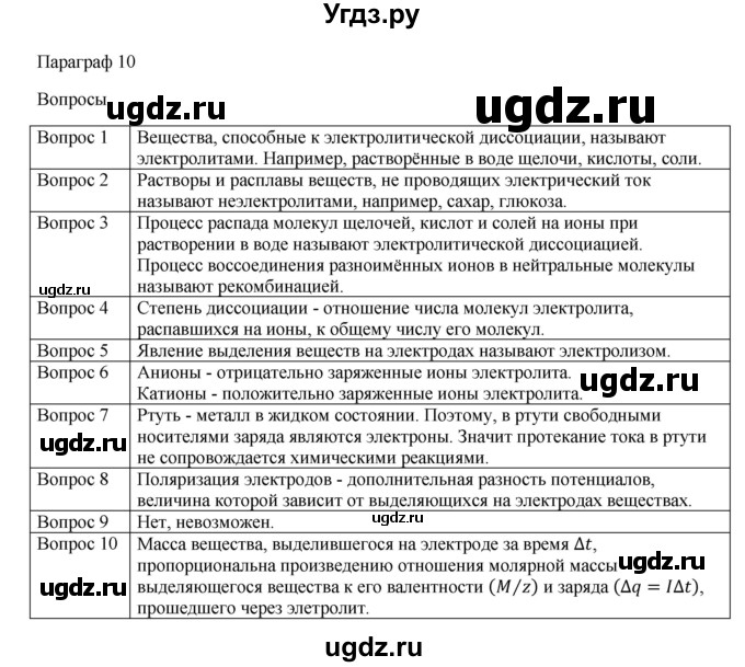 ГДЗ (Решебник) по физике 11 класс Грачев А.В. / § / 10