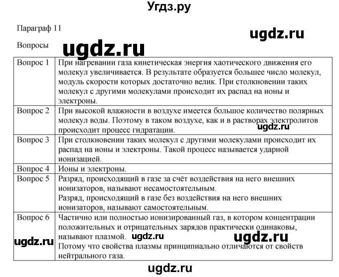 ГДЗ (Решебник) по физике 11 класс Грачев А.В. / § / 11