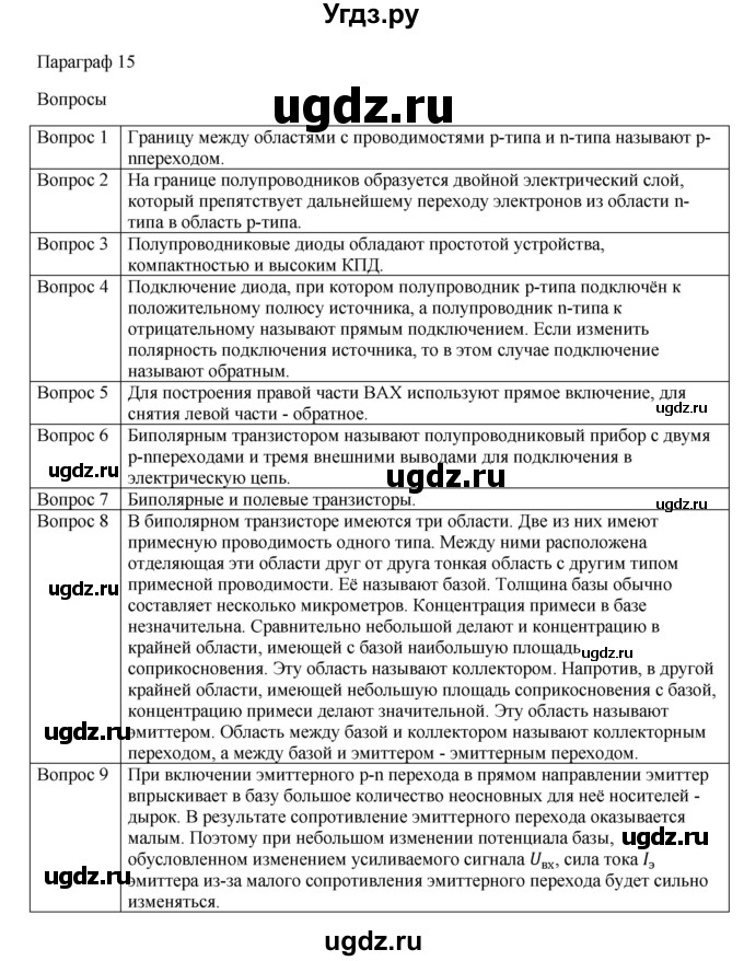 ГДЗ (Решебник) по физике 11 класс Грачев А.В. / § / 15