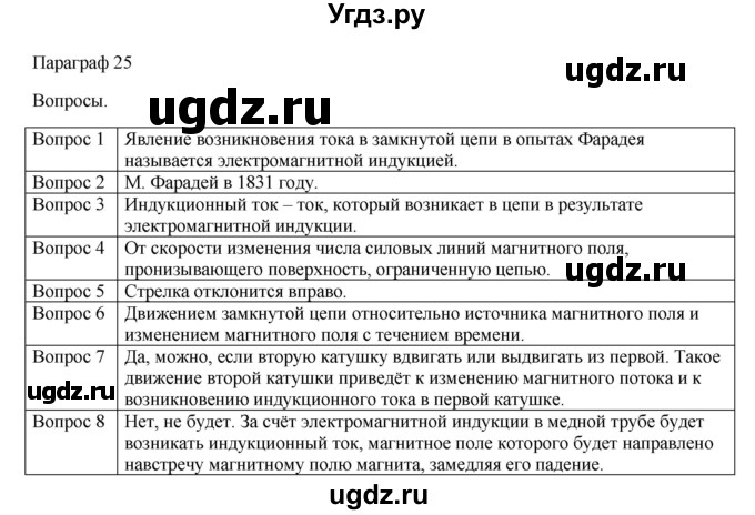 ГДЗ (Решебник) по физике 11 класс Грачев А.В. / § / 25