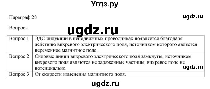 ГДЗ (Решебник) по физике 11 класс Грачев А.В. / § / 28