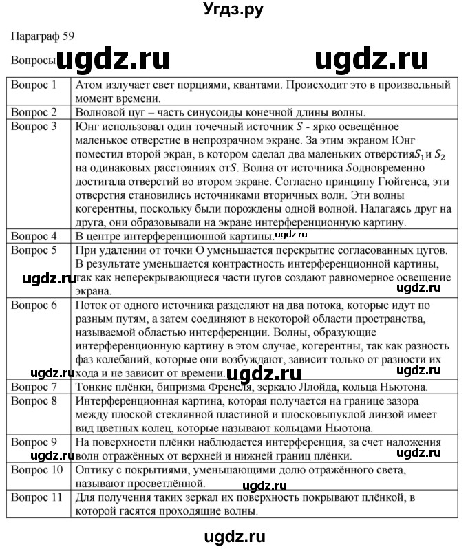 ГДЗ (Решебник) по физике 11 класс Грачев А.В. / § / 59
