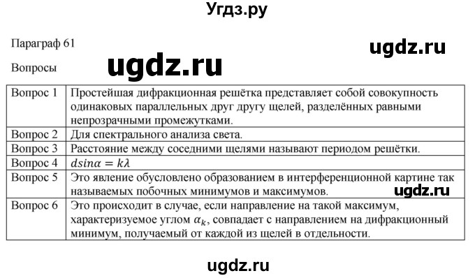 ГДЗ (Решебник) по физике 11 класс Грачев А.В. / § / 61