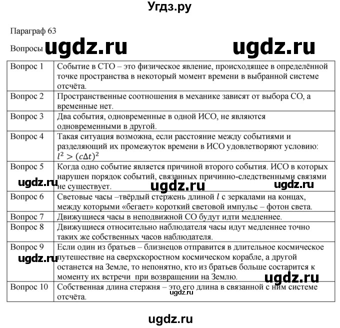 ГДЗ (Решебник) по физике 11 класс Грачев А.В. / § / 63