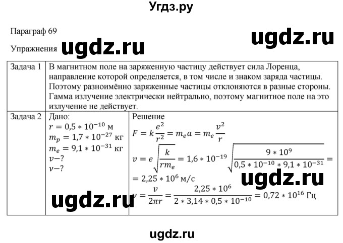 ГДЗ (Решебник) по физике 11 класс Грачев А.В. / § / 69(продолжение 2)