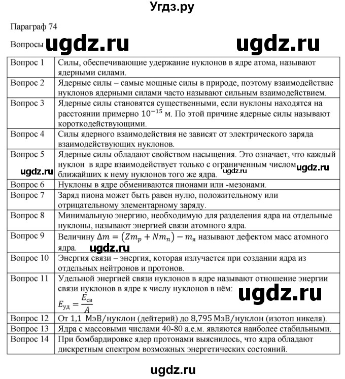 ГДЗ (Решебник) по физике 11 класс Грачев А.В. / § / 74