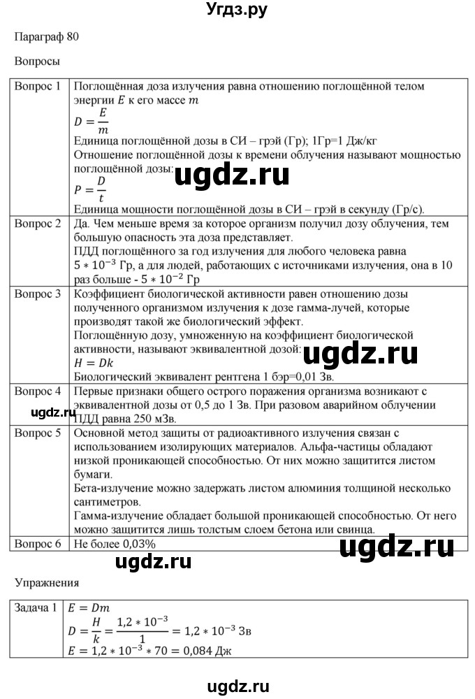 ГДЗ (Решебник) по физике 11 класс Грачев А.В. / § / 80