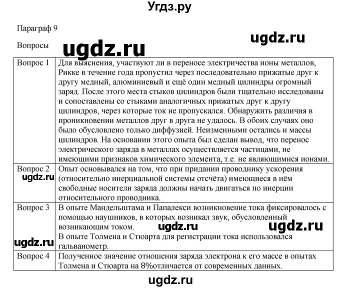 ГДЗ (Решебник) по физике 11 класс Грачев А.В. / § / 9