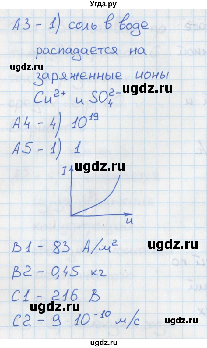ГДЗ (Решебник) по физике 10 класс (контрольно-измерительные материалы) Зорин Н.И. / тест 23. вариант номер / 2(продолжение 2)