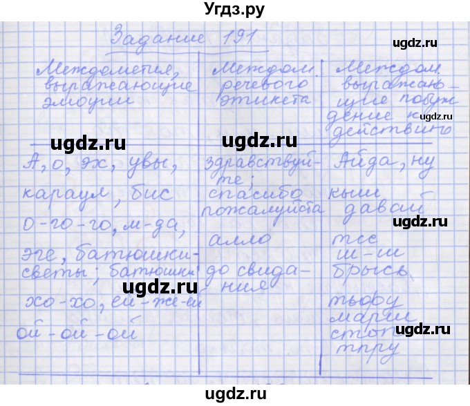 ГДЗ (Решебник) по русскому языку 7 класс (рабочая тетрадь) Бабайцева В.В. / задание / 191