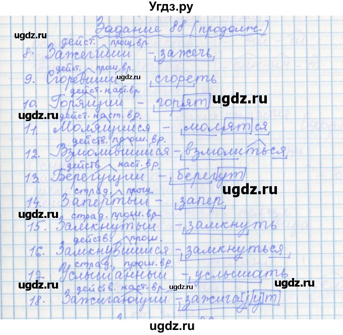 ГДЗ (Решебник) по русскому языку 7 класс (рабочая тетрадь) Бабайцева В.В. / задание / 88(продолжение 2)