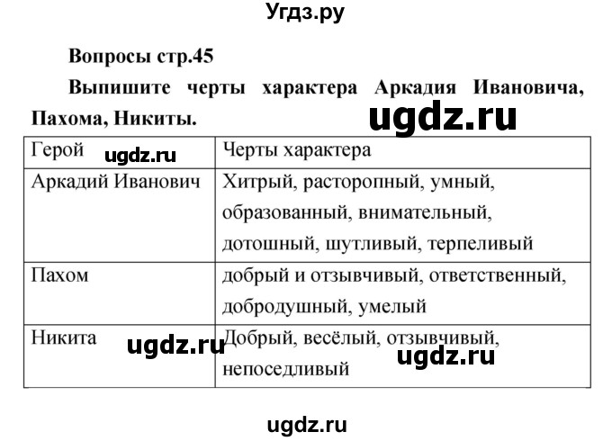 ГДЗ (Решебник) по литературе 4 класс (творческая тетрадь) Т.Ю. Коти / страница номер / 45