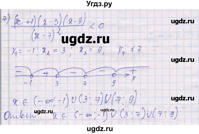 ГДЗ (Решебник) по алгебре 10 класс (дидактические материалы) Шабунин М.И. / повторение курса алгебры 7-9 классов / метод интервалов / вариант 1 / 7