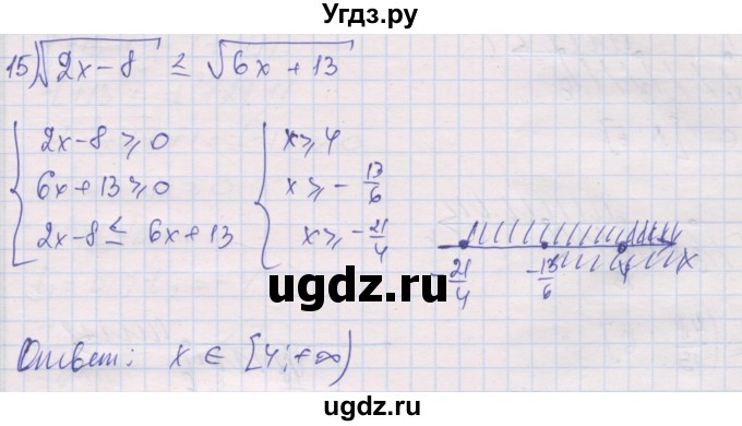 ГДЗ (Решебник) по алгебре 10 класс (дидактические материалы) Шабунин М.И. / глава 2 / § 10 / вариант 1 / 15