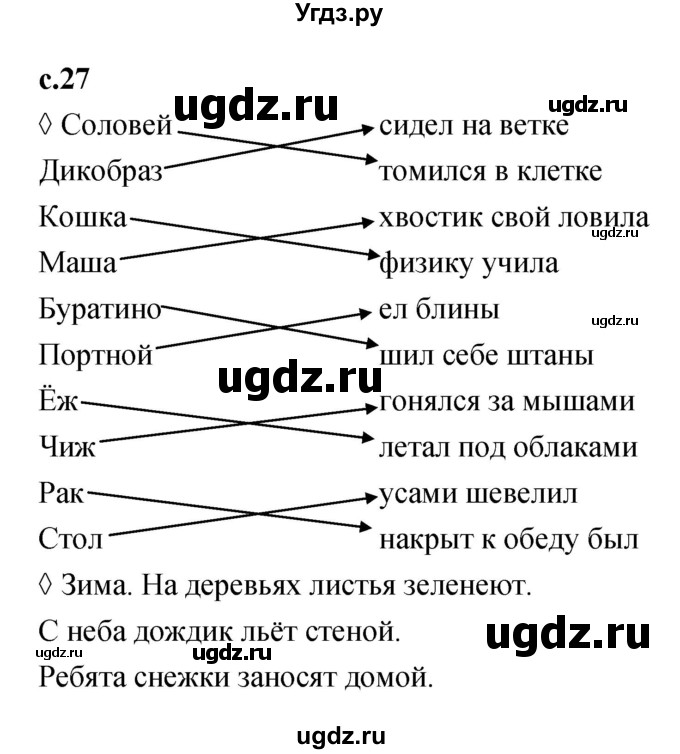 ГДЗ (Решебник 2023) по литературе 1 класс (рабочая тетрадь) Бойкина М.В. / страница / 27