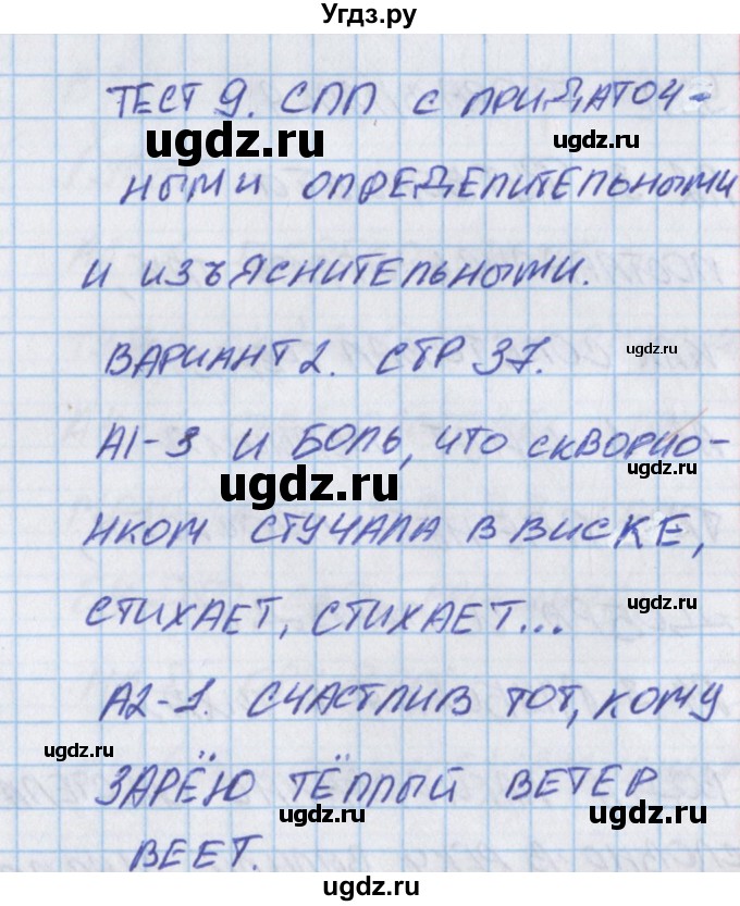 ГДЗ (Решебник) по русскому языку 9 класс (контрольно-измерительные материалы) Егорова Н.В. / тест 9. вариант-№ / 2