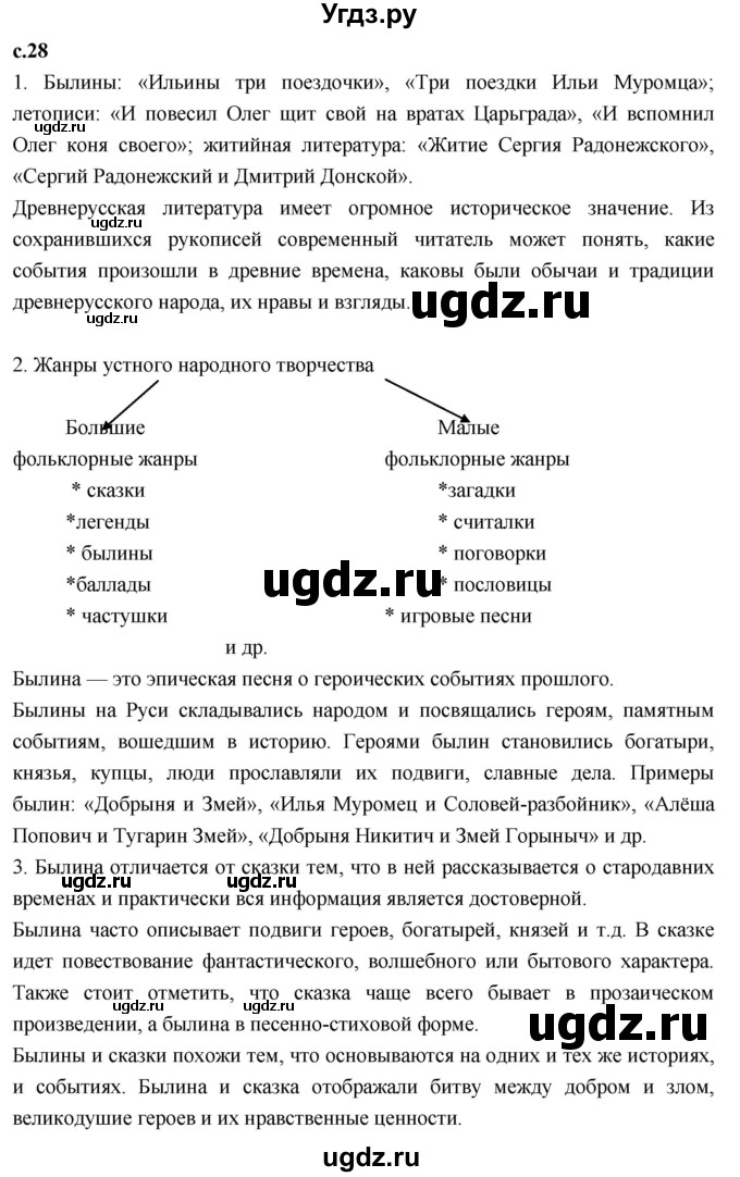 ГДЗ (Решебник к учебнику 2023) по литературе 4 класс Климанова Л.Ф. / часть 1. страница / 28