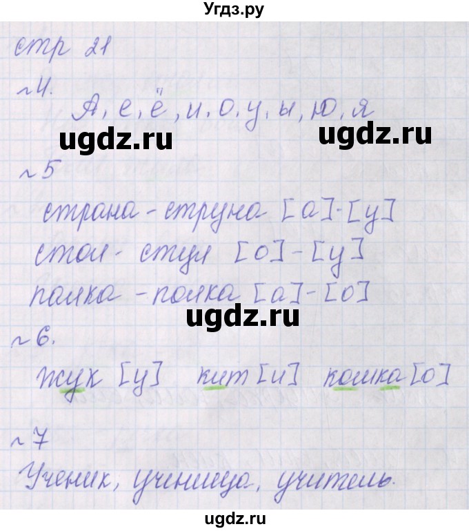 ГДЗ (Решебник) по русскому языку 1 класс (проверочные работы) Канакина В.П. / страница / 21