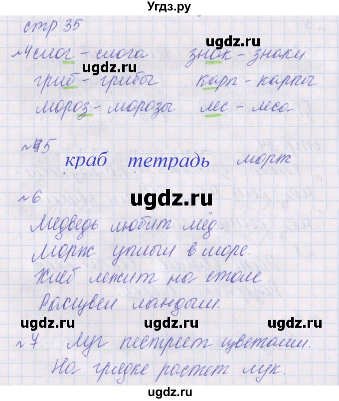 ГДЗ (Решебник) по русскому языку 1 класс (проверочные работы) Канакина В.П. / страница / 35