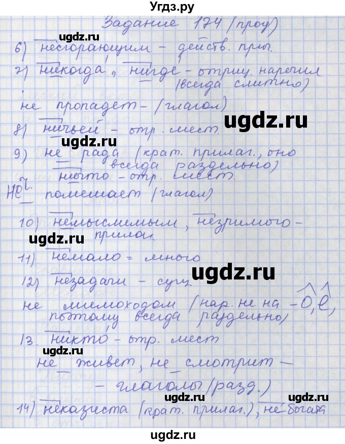 ГДЗ (Решебник) по русскому языку 7 класс (рабочая тетрадь) Ларионова Л.Г. / упражнение / 174(продолжение 2)