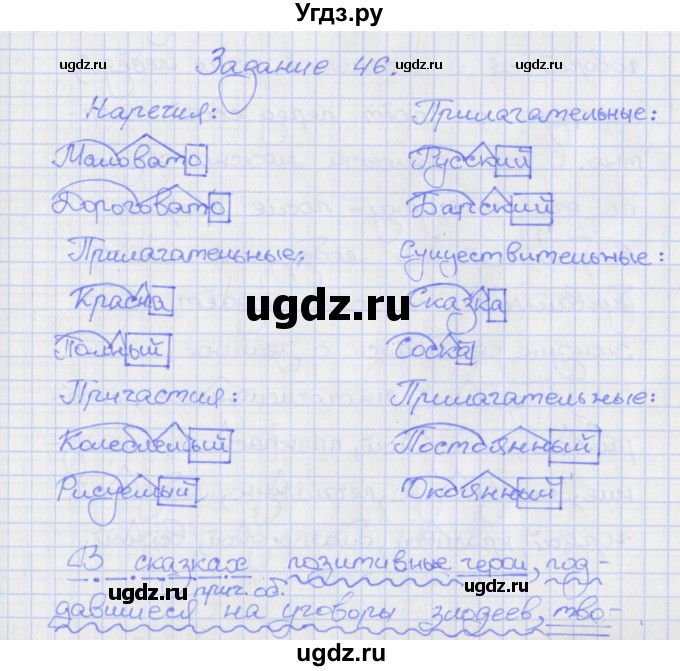 ГДЗ (Решебник) по русскому языку 7 класс (рабочая тетрадь) Ларионова Л.Г. / упражнение / 46