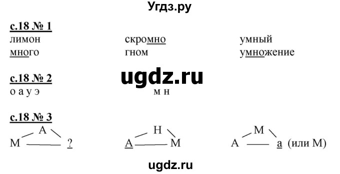 ГДЗ (Решебник) по русскому языку 1 класс (рабочая тетрадь к букварю) Адрианова Т.М. / страница / 18