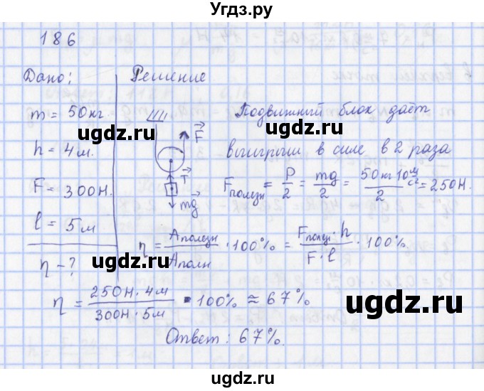 ГДЗ (Решебник) по физике 9 класс (рабочая тетрадь) Пурышева Н.С. / задание-№ / 186