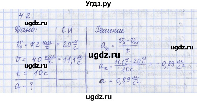 ГДЗ (Решебник) по физике 9 класс (рабочая тетрадь) Пурышева Н.С. / задание-№ / 42