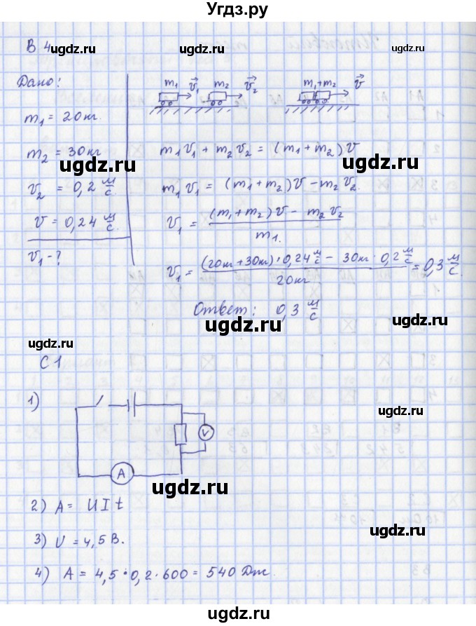 ГДЗ (Решебник) по физике 9 класс (рабочая тетрадь) Пурышева Н.С. / тест / Итоговый тест-№ / 1(продолжение 2)