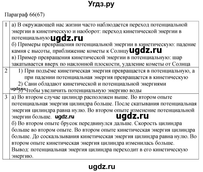 ГДЗ (Решебник 2024) по физике 7 класс (рабочая тетрадь) Перышкин А.В. / параграф / 66(67)