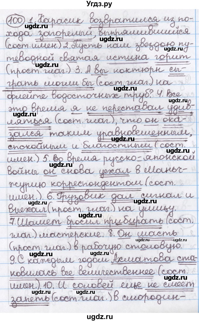 ГДЗ (Решебник №1) по русскому языку 11 класс Мурина Л.А. / упражнение номер / 100