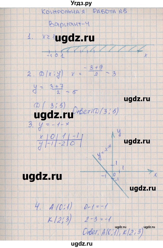 ГДЗ (Решебник) по алгебре 7 класс (контрольные работы) Кузнецова Л.В. / КР-5. вариант № / 4