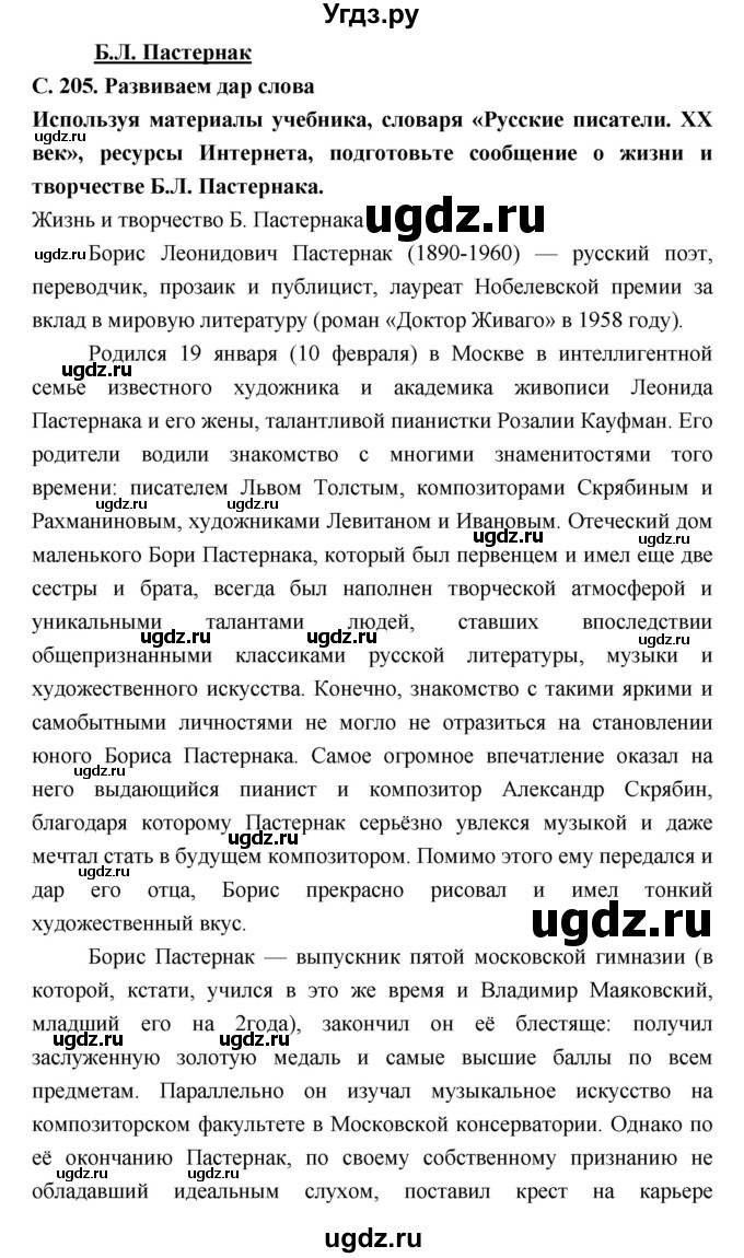 ГДЗ (Решебник) по литературе 9 класс Коровина В.Я. / часть 2. страница номер / 205