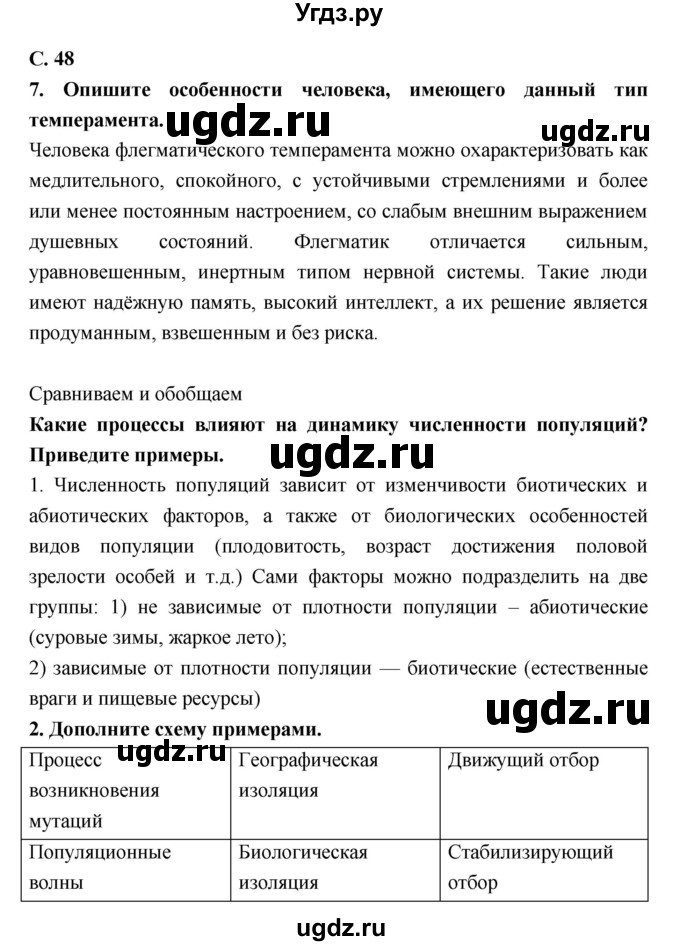 ГДЗ (Решебник) по биологии 9 класс (тетрадь-тренажер) Сухорукова Л.Н. / страница-№ / 48