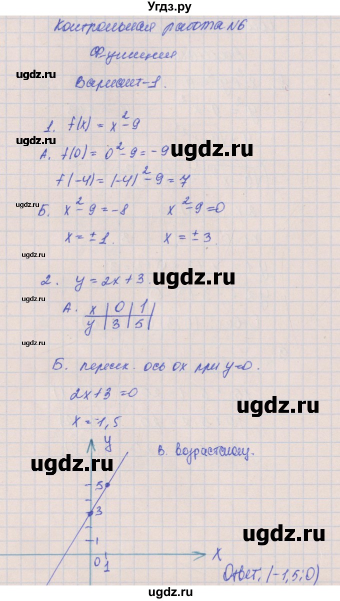 ГДЗ (Решебник) по алгебре 8 класс (контрольные работы) Кузнецова Л.В. / КР-6. вариант номер / 1