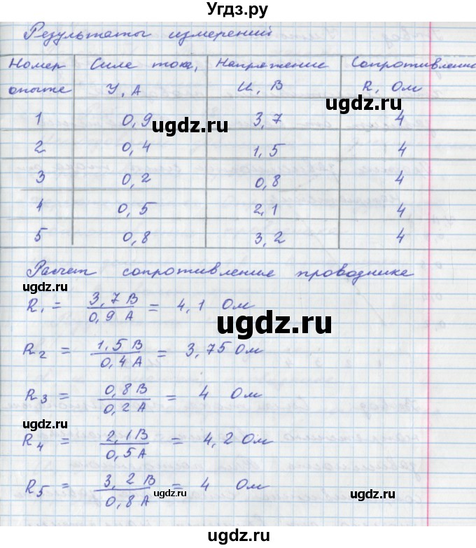 ГДЗ (Решебник) по физике 8 класс (тетрадь-практикум) Артеменков Д.А. / лабораторная работа номер / 17(продолжение 2)