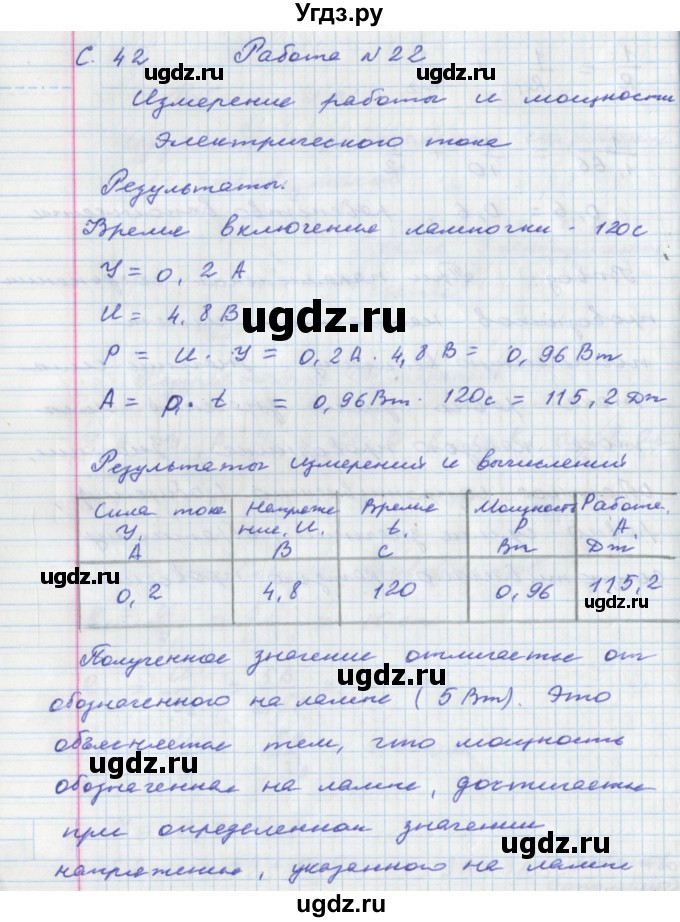 ГДЗ (Решебник) по физике 8 класс (тетрадь-практикум) Артеменков Д.А. / лабораторная работа номер / 22