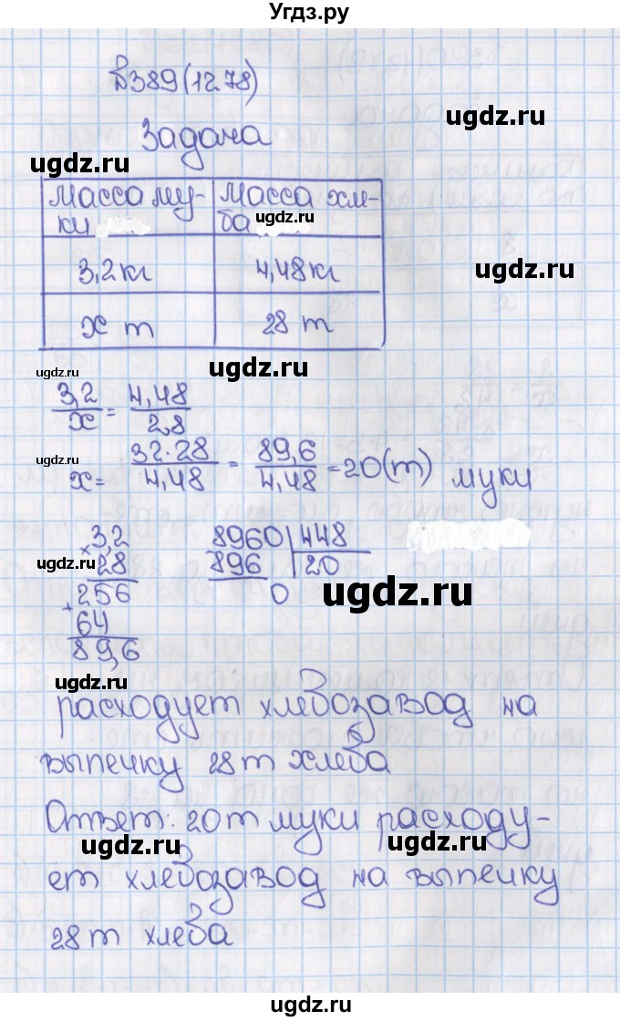 ГДЗ (Решебник) по математике 6 класс Виленкин Н.Я. / часть 2. упражнение / 389 (1278)