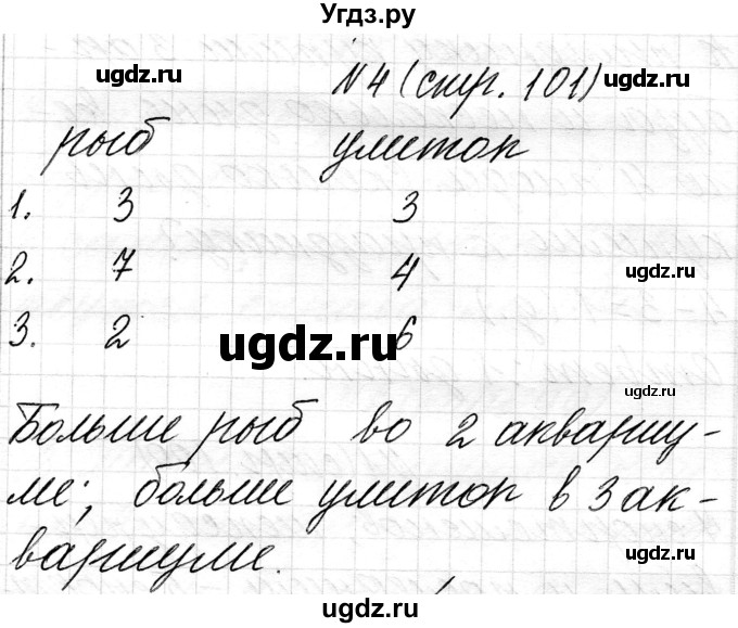 ГДЗ (Решебник) по математике 1 класс Чеботаревская Т.М. / часть 1. страница / 101(продолжение 2)