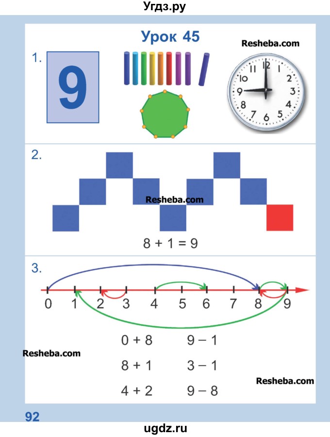 ГДЗ (Учебник) по математике 1 класс Чеботаревская Т.М. / часть 1. страница / 92