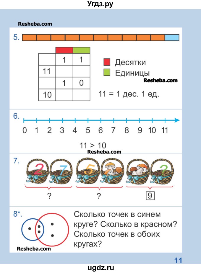 ГДЗ (Учебник) по математике 1 класс Чеботаревская Т.М. / часть 2. страница / 11