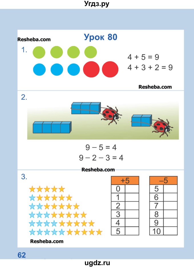 ГДЗ (Учебник) по математике 1 класс Чеботаревская Т.М. / часть 2. страница / 62
