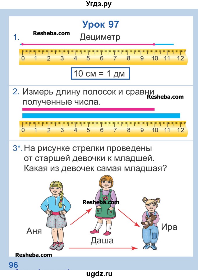 ГДЗ (Учебник) по математике 1 класс Чеботаревская Т.М. / часть 2. страница / 96