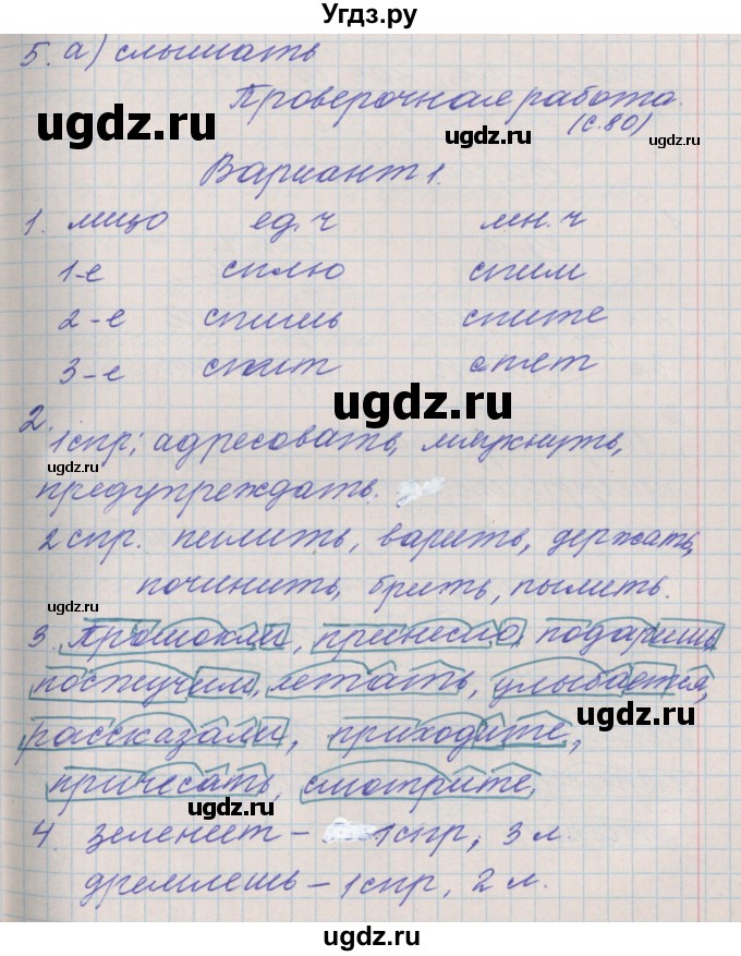 ГДЗ (Решебник) по русскому языку 4 класс (проверочные и контрольные работы) Максимова Т.Н. / страница / 80