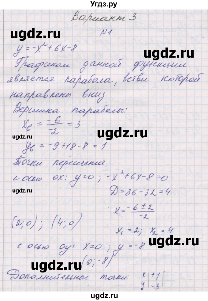 ГДЗ (Решебник) по алгебре 8 класс (контрольные работы) Александрова Л.А. / итоговая работа. вариант номер / 3