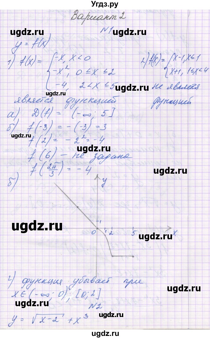 ГДЗ (Решебник) по алгебре 10 класс (контрольные работы) Глизбург В.И. / КР-2. вариант-№ / 2