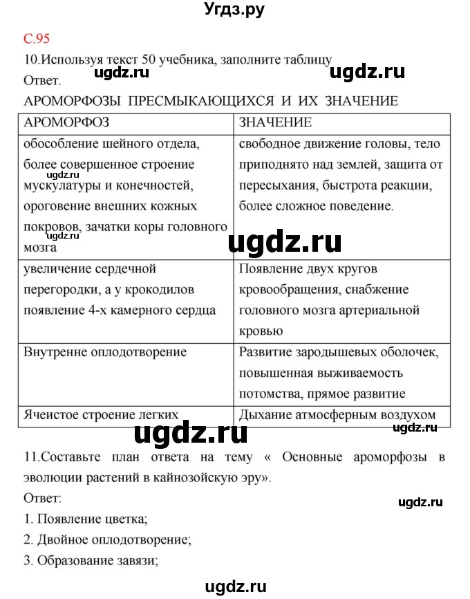 ГДЗ (Решебник) по биологии 10 класс (тетрадь-тренажер) Сухорукова Л.Н. / страница-№ / 95