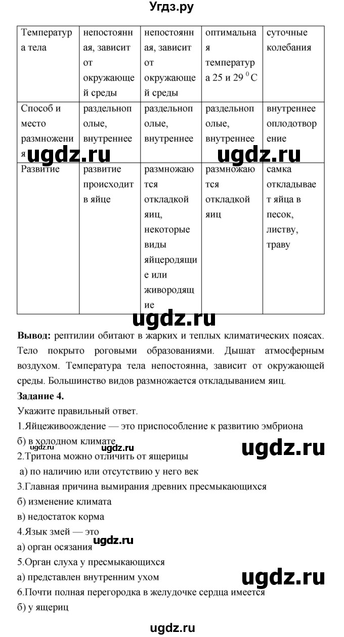 ГДЗ (Решебник) по биологии 7 класс (рабочая тетрадь) Суматохин С.В. / § / § 42(продолжение 5)