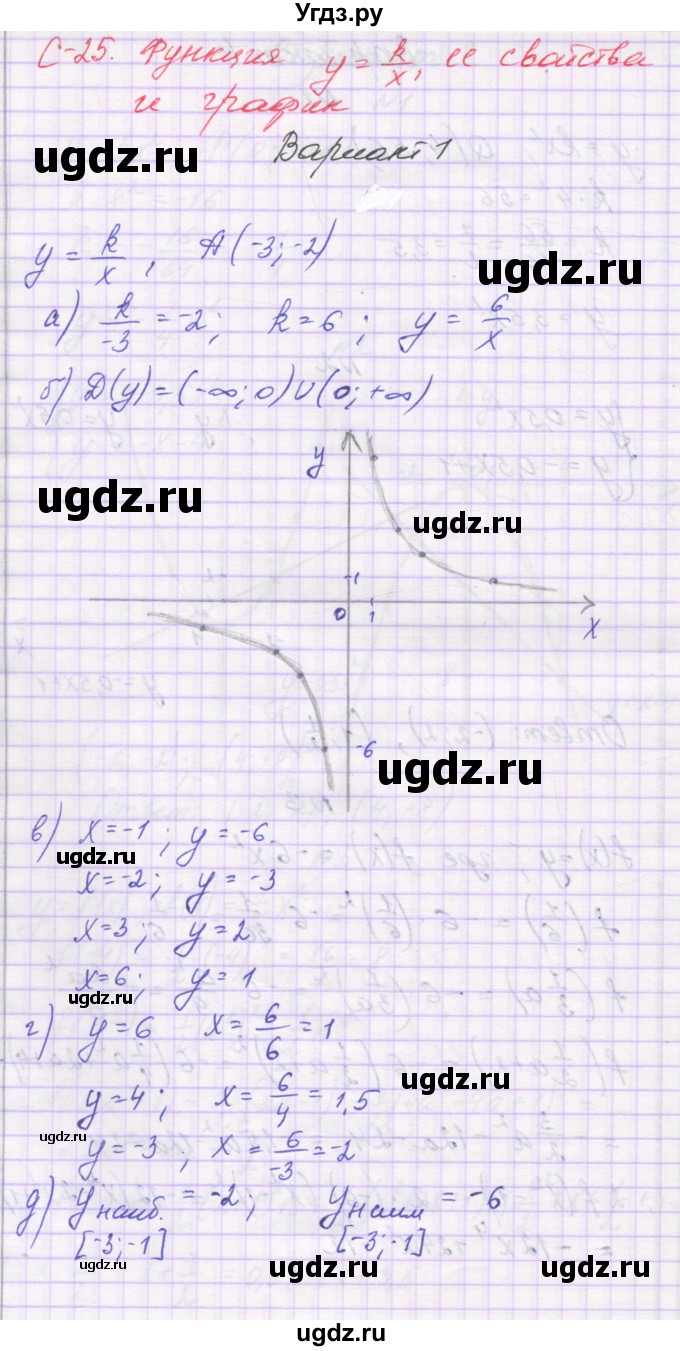 ГДЗ (Решебник) по алгебре 8 класс (самостоятельные работы ) Александрова Л.А. / С-25. вариант-№ / 1