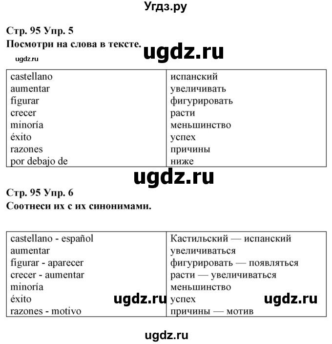 ГДЗ (Решебник) по испанскому языку 10 класс Гриневич Е.К. / страница / 95